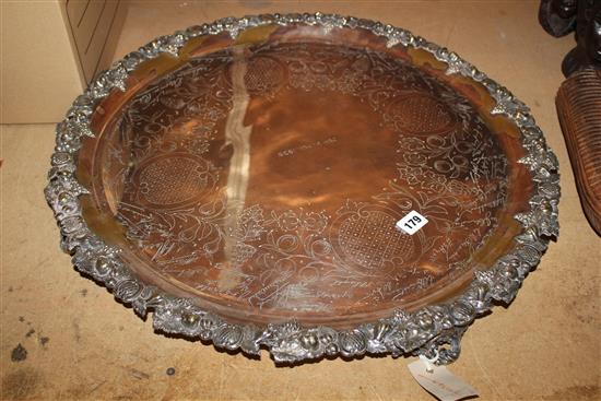 Large presentation plated tray, 25th March 1939